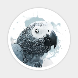 Aquarell Splatter African Grey Parrot Magnet